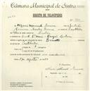Registo de velocípede de marca Benotto, com o nº 4820, em nome de Maria Manuela Senna, morador em Casal de Santa Maria, Banzão.
