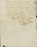 Declaração passada por João José de Góis, referente à venda de fruta do seu pomar situado em Colares, a Guilherme Hallem. 
