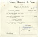 Registo de velocípede com o nº 9128, em nome de Miguel do Carmo Amaro, morador em Assafora.