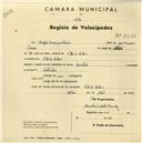 Registo de velocípede de marca Oriental, com o nº 2466, em nome de Serafim Domingos Pereira, morador em Vale de Lobos.