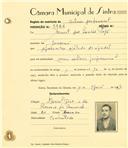 Registo de matricula de cocheiro profissional em nome de Esmael dos Santos Pego, morador em Massamá, com o nº de inscrição 1166.