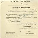 Registo de velocípede de marca Champion, com o nº 1105, em nome de Cipriano Lino Domingos, morador em Alfaquiques.