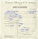 Registo de velocípede com o nº 5496, em nome de Mateus Alves dos Santos, morador em Carenque.