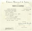 Registo de velocípede com o nº 8482, em nome de António Jacob Passadas, morador em Albarraque.