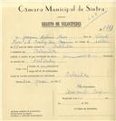 Registo de velocípede com o nº 7471, em nome de Joaquim António Neves, morador em Bolembre.