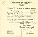 Registo de um veiculo de duas rodas tirado por um animal de espécie cavalar destinado a transporte de mercadorias em nome de Júlio Cabanelas, morador em Queluz.