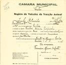 Registo de um veiculo de duas rodas tirado por um animal de espécie cavalar destinado a transporte de mercadorias em nome de Júlio Cabanelas, morador em Queluz.