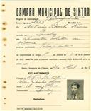 Registo de matricula de velocipedista em nome de António Silvestre Nunes, morador em Queluz, com o nº de inscrição 2483.