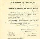 Registo de um veiculo de duas rodas tirado por um animal de espécie cavalar destinado a transporte de mercadorias em nome de João Luís Martinho Gaspar, morador em Vale Flor.