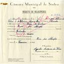 Registo de velocípede com o nº 5022, em nome de Augusto António da Silva, morador em Praia das Maçãs.