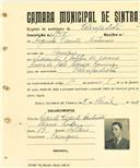 Registo de matricula de velocipedista em nome de Augusto Vicente Antunes, morador em Carenque, com o nº de inscrição 1945.
