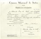 Registo de velocípede de marca Mavic, com o nº 9046, em nome de Eduardo Brás da Costa, morador em Mem Martins.