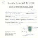 Registo de um veiculo de duas rodas tirado por um animal de espécie cavalar destinado a transporte de mercadorias em nome de Guilherme Inácio Serrario, morador em Eguaria.