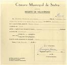 Registo de velocípede com o nº 9623, em nome de Marceano Francisco dos Santos, morador em Belas.