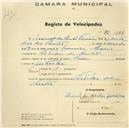 Registo de velocípede de marca Faire, com o nº 1174, em nome de Manuel dos Santos Ferreira, morador em S. Pedro de Sintra.