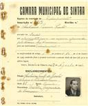 Registo de matricula de velocipedista em nome de António Pereira Pinto, morador em Sintra, com o nº de inscrição 2709.