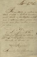 Ofício de Manuel José Malheiros, Regedor da Paroquia de Belas, ao Administrador do Concelho de Sintra, referente ao envio de certidões de óbito e bilhetes de enterramento, e participa que na regedoria ficam três, mas uma já se encontra preenchida.
