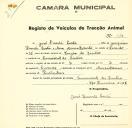 Registo de um veiculo de duas rodas tirado por dois animais de espécie asinina destinado a transporte de mercadorias em nome de José Duarte Costa, morador no Carrascal em sintra.