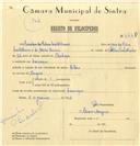 Registo de velocípede com o nº 6770, em nome de Amadeu da Silva Castelhano, morador em Carenque.
