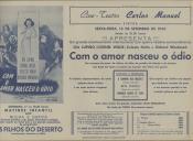 Programa do filme "Com o Amor Nasceu o Ódio" realizado por Jean Negulesco  com a participação de Ida Lupino, Cornel Wilde, Celeste Holm e Richard Windmark