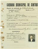 Registo de matricula de velocipedista em nome de José Baleia, morador Aldeia Galega, com o nº de inscrição 1089.