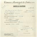 Registo de velocípede de marca Império, com o nº 5328, em nome de Manuel de Jesus Epifânio, morador em Queluz.