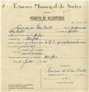 Registo de velocípede de marca L.R.S., com o nº 8056, em nome de Francisco da Silva Brites, morador em Assafora.
