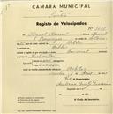 Registo de velocípede de marca Nacional, com o nº 1628, em nome de Miguel Manuel, morador em Bolelas.