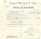 Registo de velocípede com o nº 9360, em nome de Mário Martins de Lima, morador em Carenque.