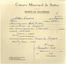 Registo de velocípede de marca Nacional, com o nº 9553, em nome de Adelino Francisco, morador em Arneiro da Arreganha.