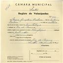Registo de velocípede de marca Olympique, com o nº 4281, em nome de Mário Gonçalves Barbosa, morador em Rio de Mouro.