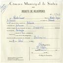 Registo de velocípede de marca Stoverte, com o nº 5163, em nome de Carlos Firmino, morador em Galamares.
