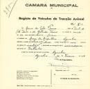 Registo de um veiculo de duas rodas tirado por um animal de espécie cavalar destinado a transporte de mercadorias em nome de Jaime do Cabo Passos, morador no Largo da Republica em Agualva.