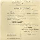 Registo de velocípede de marca Elgin, com o nº 968, em nome de Joaquim dos Santos, morador em Ranholas.