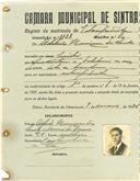 Registo de matricula de velocipedista em nome de Adelino Henriques dos Santos, morador no Linhó, com o nº de inscrição 1128.