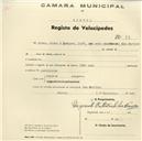 Registo de velocípede com o nº 33, em nome de Alves & Marques, Ldª, com sede em Mem Martins.
