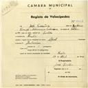 Registo de velocípede com o nº 3004, em nome de José Simões, morador em Fação.