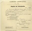 Registo de velocípede de marca Sprinter, com o nº 1075, em nome de Francisco Manuel Carioca, morador em Tojeira.