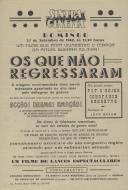 Programa do filme "Os que não regressaram" realizado por John Brahm com a participação dos atores Pat O'Brien e Constance Bennette.