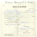 Registo de velocípede com o nº 5526, em nome de Manuel Lúcio, morador em Carenque.