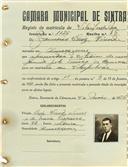 Registo de matricula de velocipedista em nome de Januário Luís Vicente, morador em Almoçageme, com o nº de inscrição 1126.