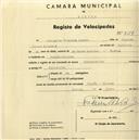 Registo de velocípede com o nº 2139, em nome de Georgette Etiembre Drevet, moradora em Banzão, Colares.
