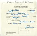 Registo de velocípede de marca Cuciolo, com o nº 8544, em nome de José Cláudio, morador em Rinchoa.