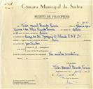 Registo de velocípede de marca Avis, com o nº 10069, em nome de Vítor Manuel Ricardo Pereira, morador em Sintra.