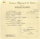Registo de velocípede de marca Olimpique, com o nº 9717, em nome de José Francisco, morador em Lameiras.