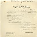 Registo de velocípede de marca Olympique, com o nº 759, em nome de Fernando Duarte Costa, morador em Carrascal.