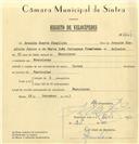 Registo de velocípede de marca Cycles, com o nº 6647, em nome de Arnaldo Duarte Simplicio, morador em Montelavar.