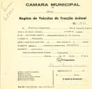 Registo de um veiculo de duas rodas tirado por dois animais de espécie asinina destinado a transporte de mercadorias em nome de Francisco Figueiredo, morador em Almoçageme.