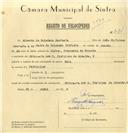 Registo de velocípede de marca Raio, com o nº 7874, em nome de Alberto da Soldade Brancana, morador em Av. D. Francisco de Almeida nº 3, Sintra.