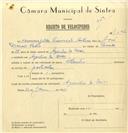 Registo de velocípede de marca Atlantic, com o nº 7502, em nome de Hermenegildo Assunção Antunes, morador em Azenhas do Mar.